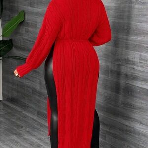 Elegant Red Knit Dress